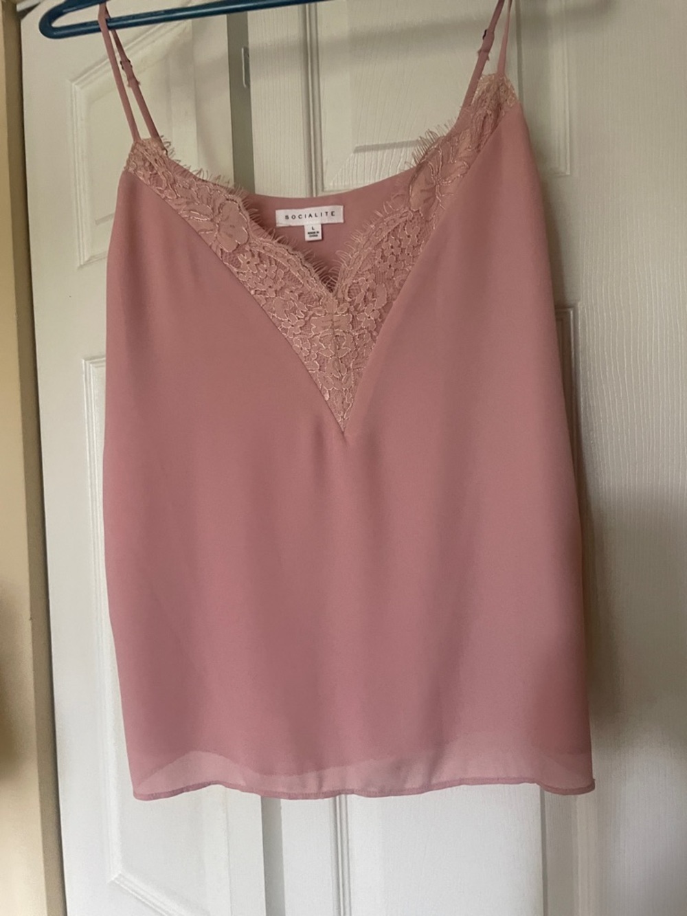 Socialite Dusty Rose Lace-Trim Cami